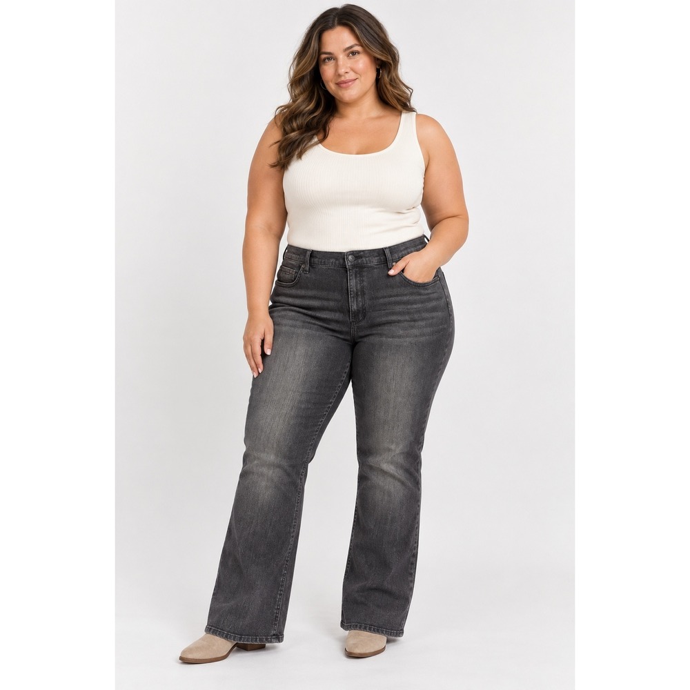 Nine West Jeans Womens 22W Black Bootcut Faded Denim SLNWB3143 High Rise